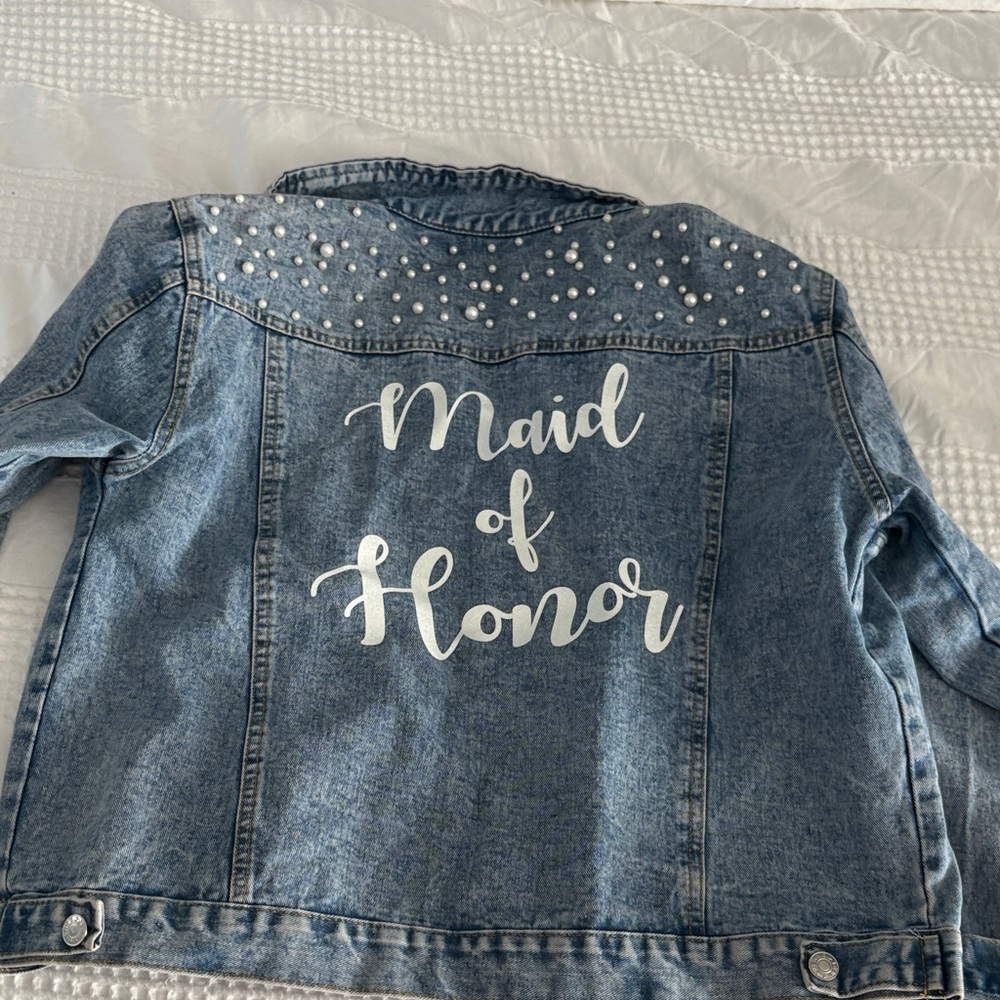 Denim Maid of Honor Jacket with Pearl Accents
